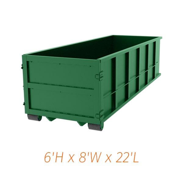 our pricing for thirty-yard dumpsters is typically based on a flat fee, plus additional fees depending on location, rental period, and weight of the debris